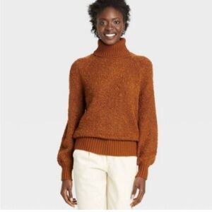 Fall rust/orange wool blend turtleneck sweater